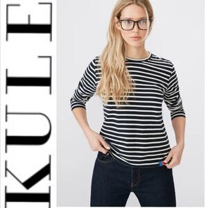 NWOT KULE the modern long sleeve striped shirt Navy /Cream XS